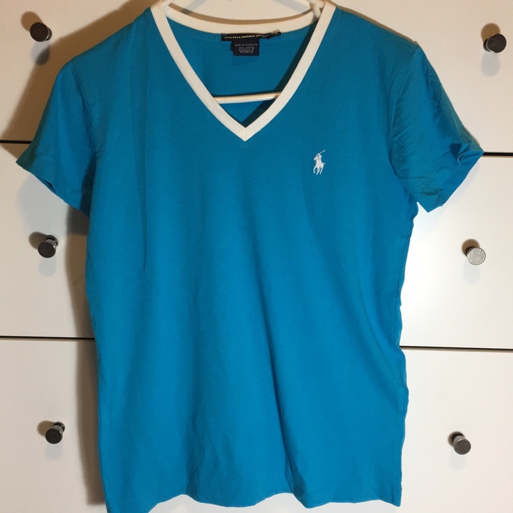 Ralph Lauren Sport blue white t-shirt Sz S